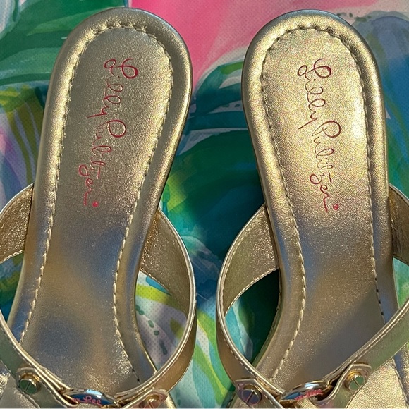 Lilly Pulitzer Gold McKim High Wedge sandals - Picture 10 of 15